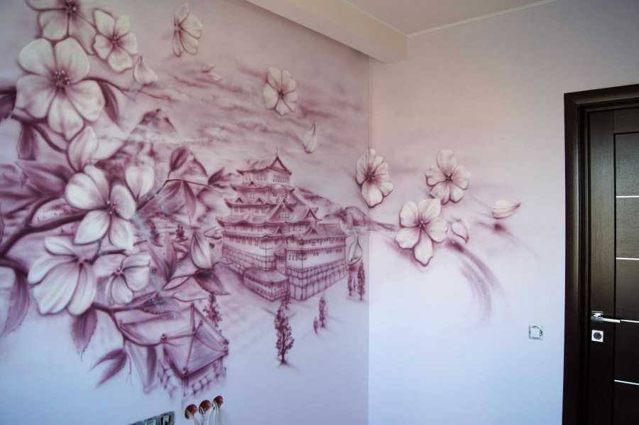 Рисунок на стене с помощью трафарета
